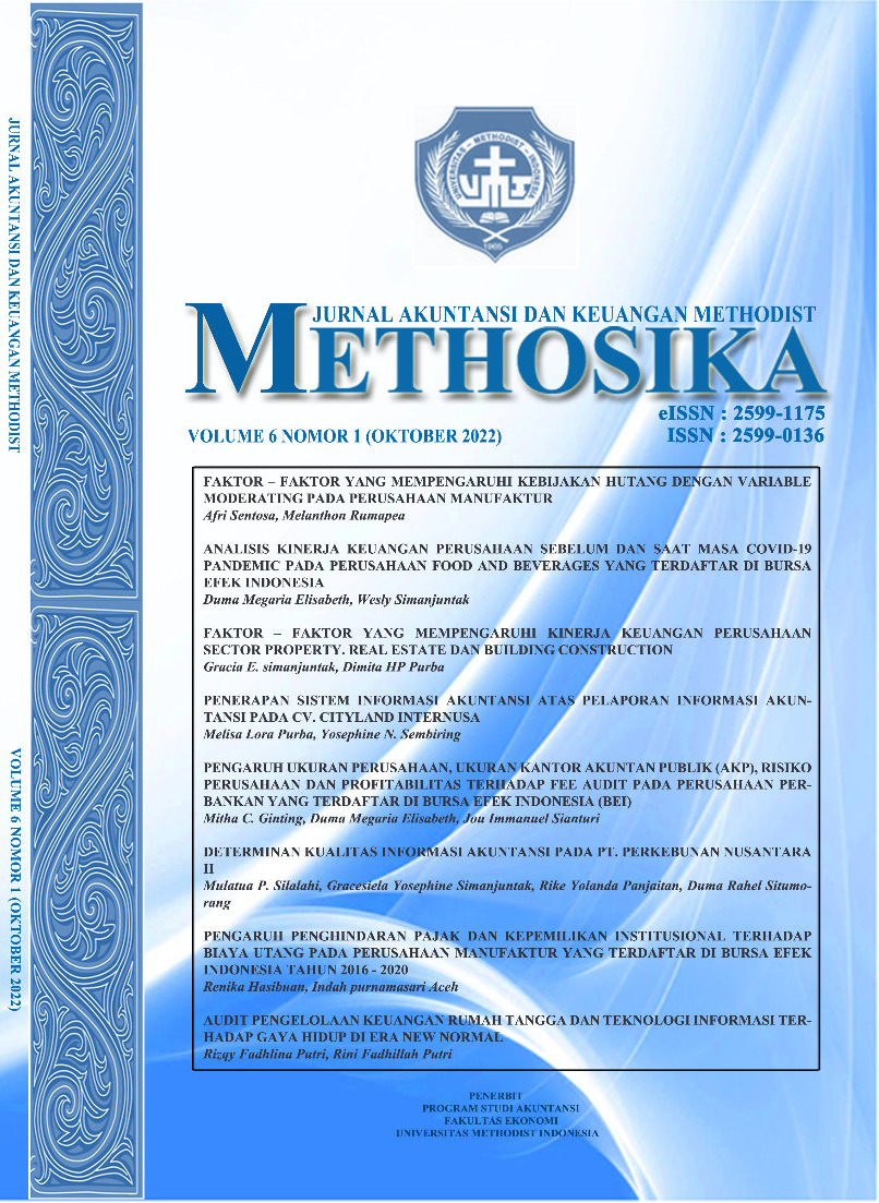 					View Vol. 6 No. 1 (2022): METHOSIKA: Jurnal Akuntansi dan Keuangan Methodist
				