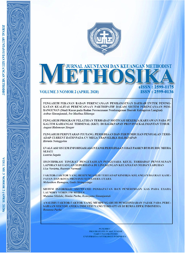 					View Vol. 3 No. 2 (2020): METHOSIKA: Jurnal Akuntansi dan Keuangan Methodist
				