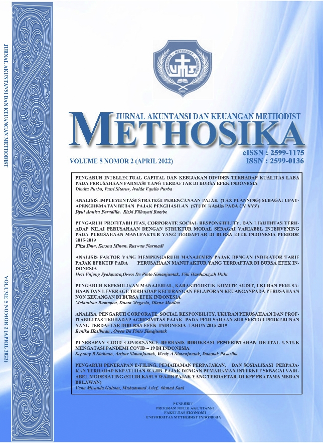 					View Vol. 5 No. 2 (2022): METHOSIKA: Jurnal Akuntansi dan Keuangan Methodist
				