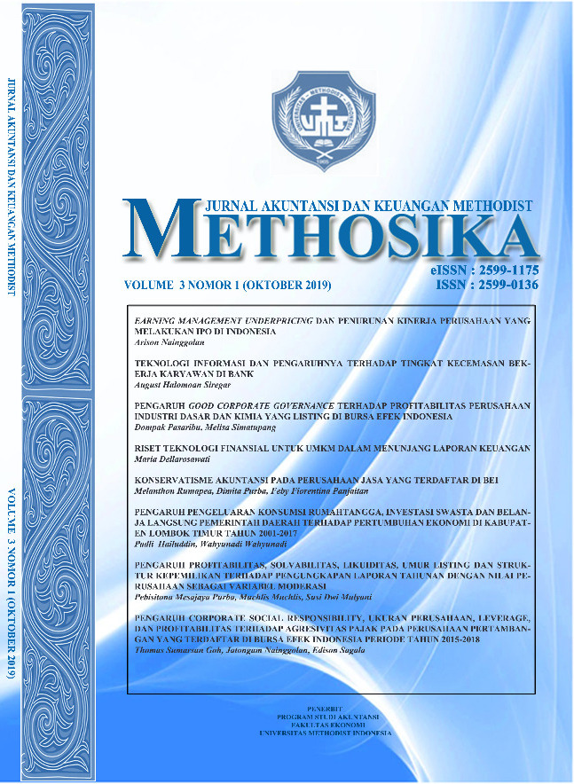 					View Vol. 3 No. 1 (2019): METHOSIKA: Jurnal Akuntansi dan Keuangan Methodist
				