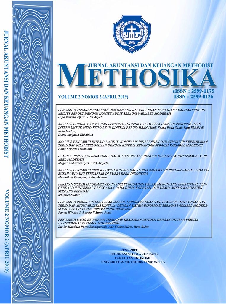 					View Vol. 2 No. 2 (2019): METHOSIKA: Jurnal Akuntansi dan Keuangan Methodist
				