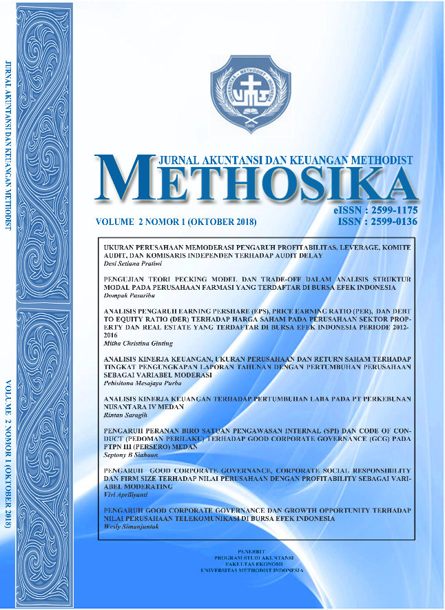 					View Vol. 2 No. 1 (2018): METHOSIKA: Jurnal Akuntansi dan Keuangan Methodist
				