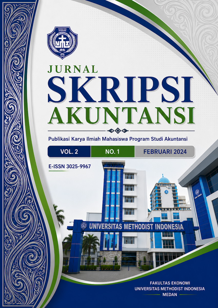 					View Vol. 2 No. 1 (2024): Jurnal Skripsi Akuntansi
				