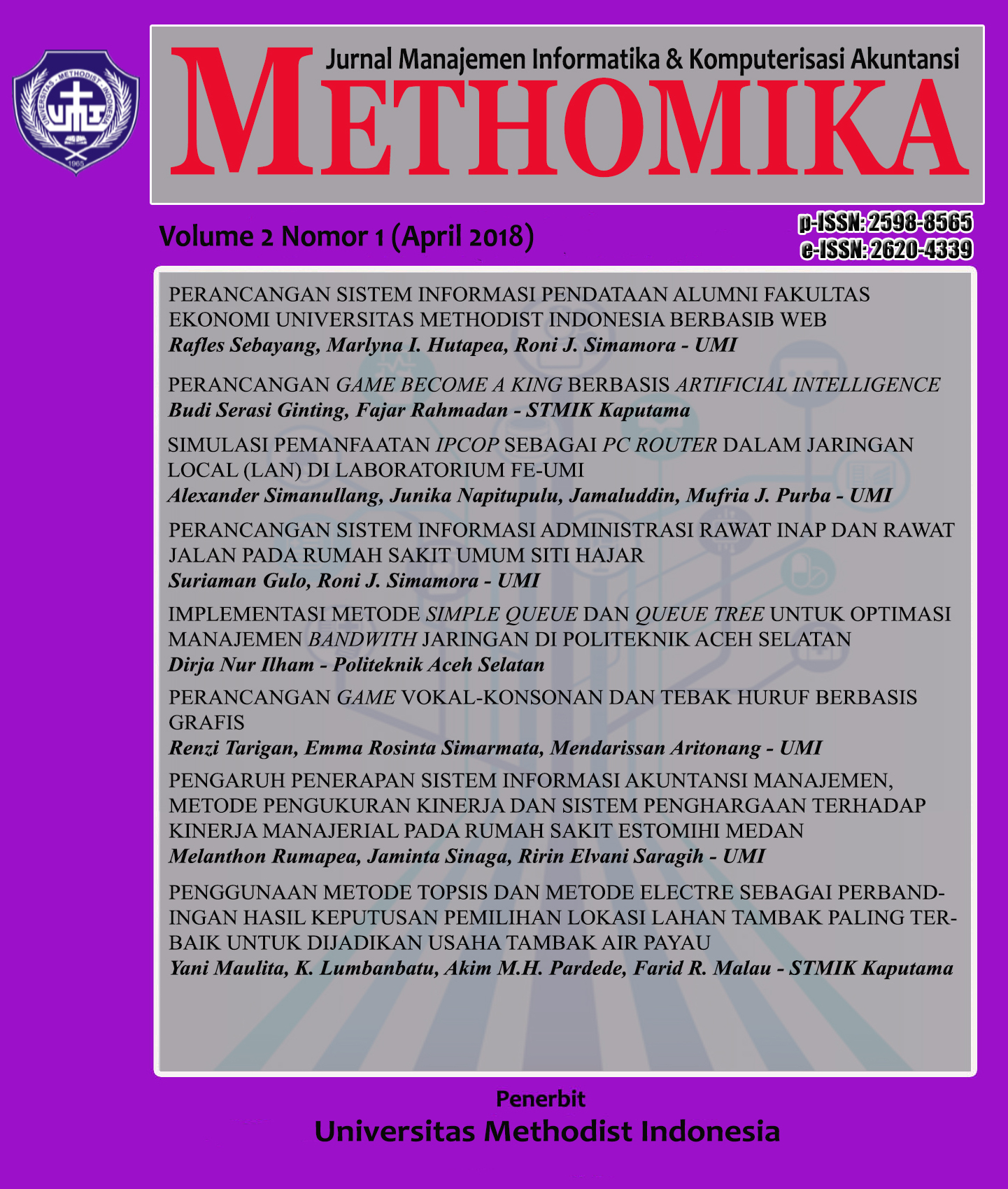 					View Vol. 2 No. 1 (2018): METHOMIKA: Jurnal Manajemen Informatika & Komputersisasi Akuntansi 
				