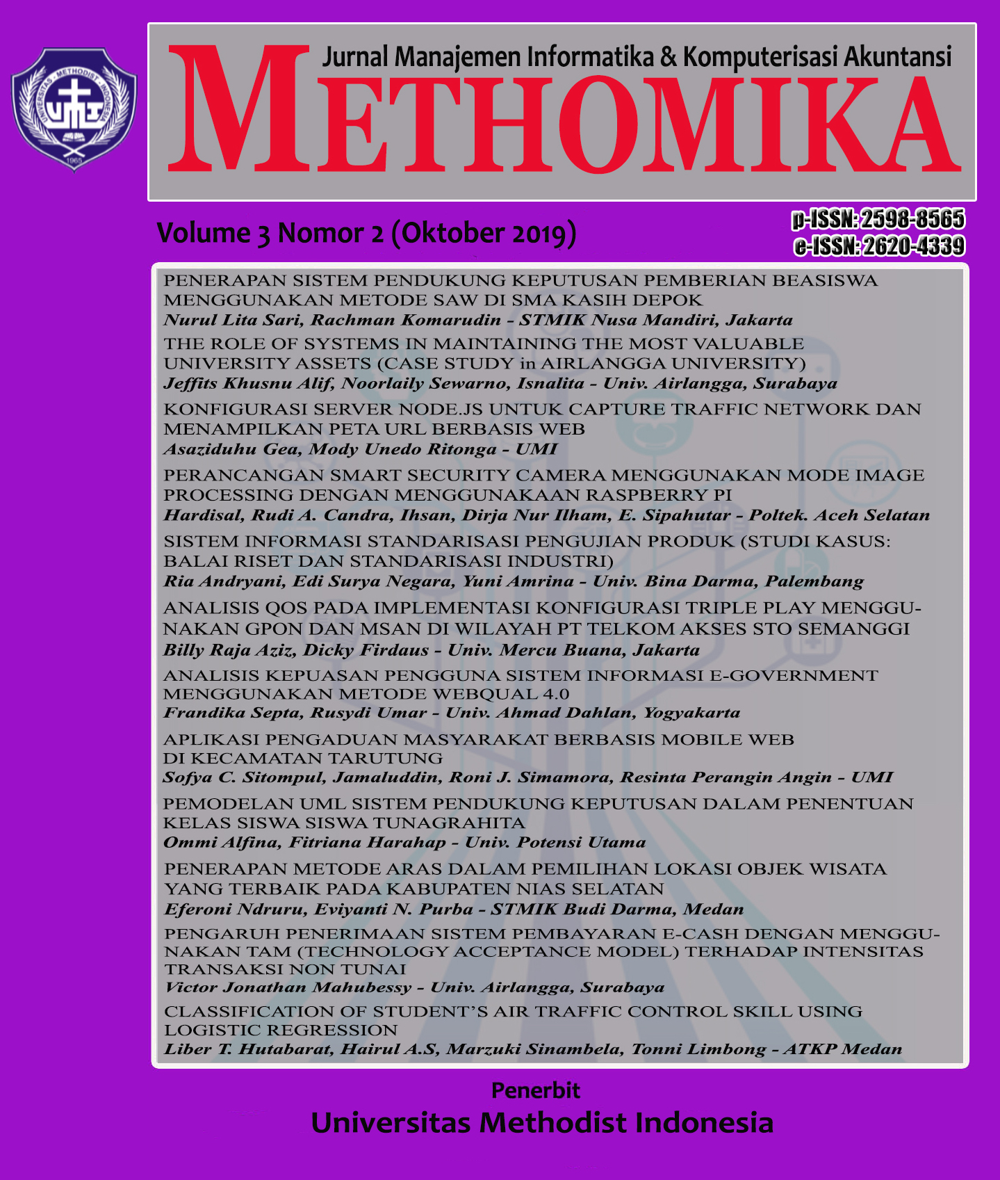 					View Vol. 3 No. 2 (2019): METHOMIKA: Jurnal Manajemen Informatika & Komputersisasi Akuntansi 
				